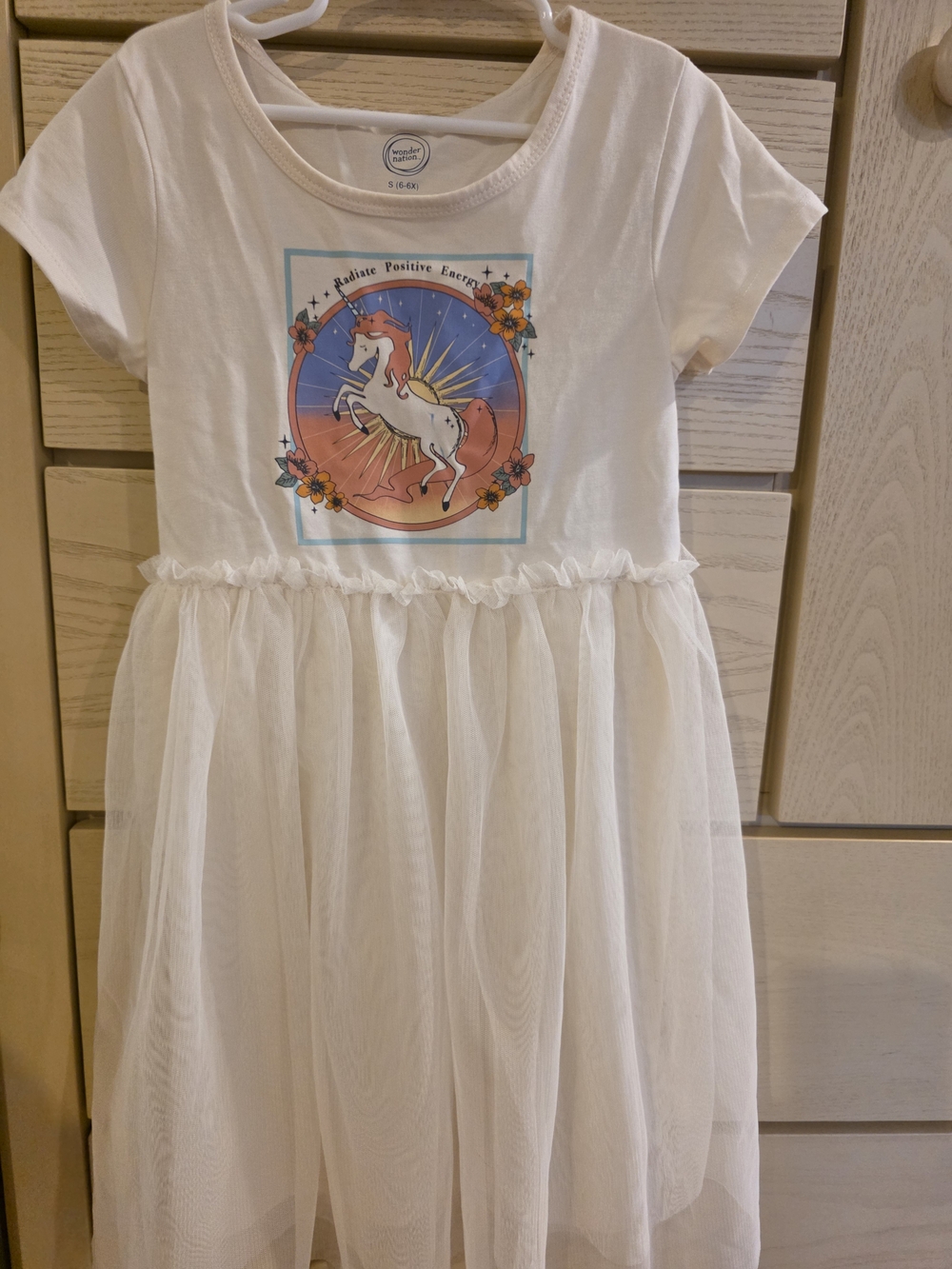 wonder nation Cream Unicorn Graphic Tulle Dress